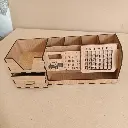 Organiseur de bureau en bois avec calendrier.webp