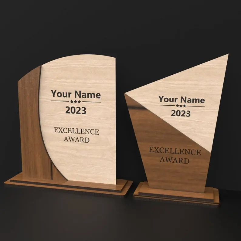 trophée en bois de distinction motifs geométrique.webp