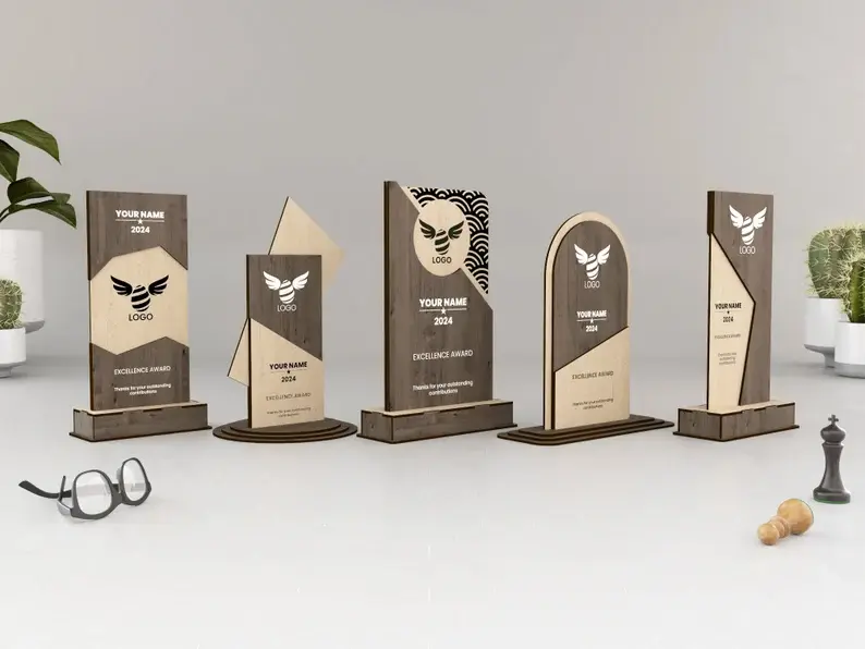 Trophée Rectangle Award en bois.webp