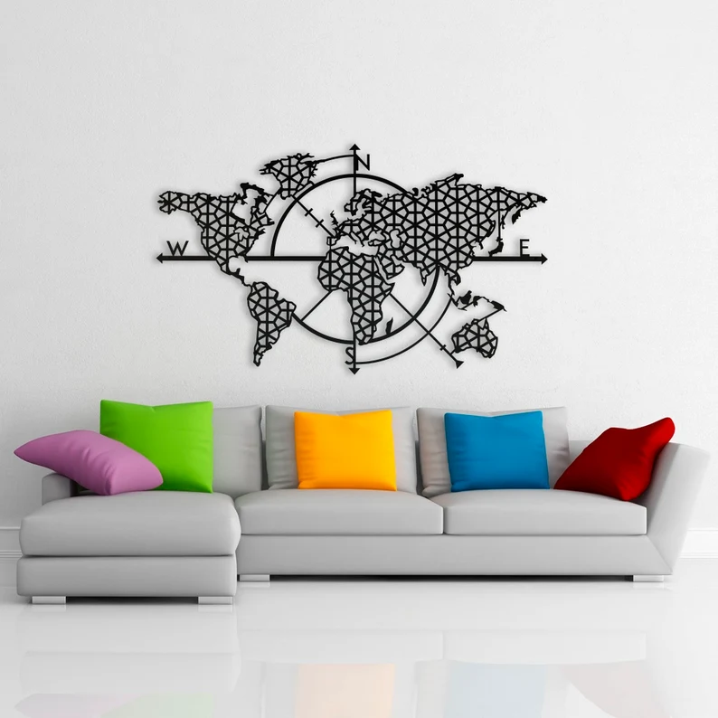 Panneau mural avec carte du monde