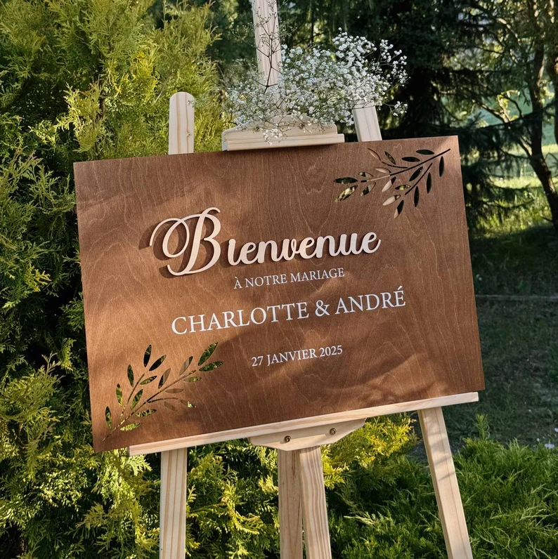 Panneau de bienvenue pour mariage (A3, Avec support)