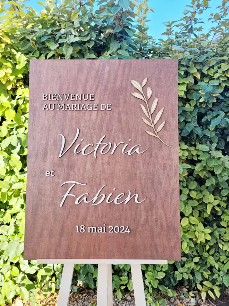 Panneaux de bienvenue mariage en bois (A3, Avec support)