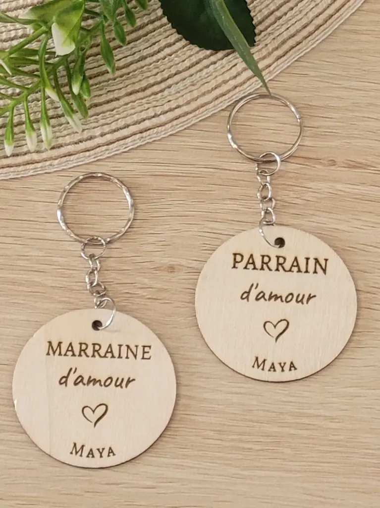 Porte-clés en bois personnalisé Parents