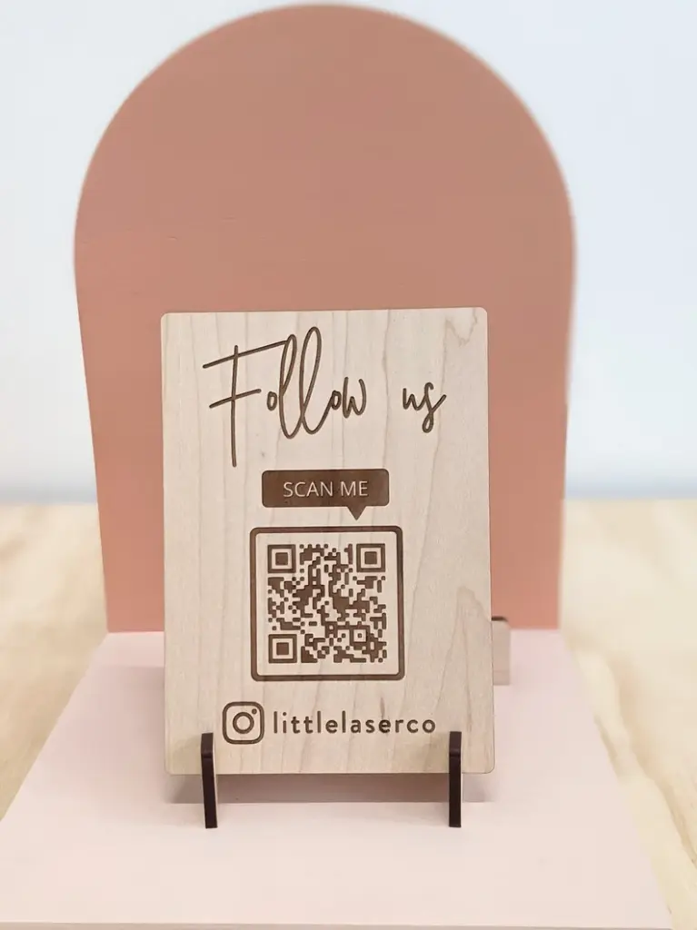 Panneau d'affichage de code QR en bois personnalisé - Panneau de code QR - Panneau d'étal de marché (A5)