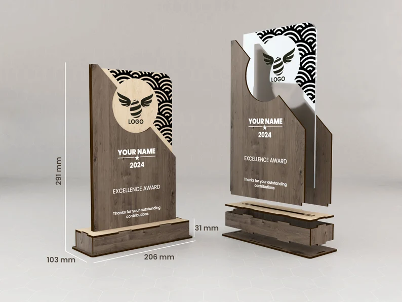 Trophée géométriques Award en bois