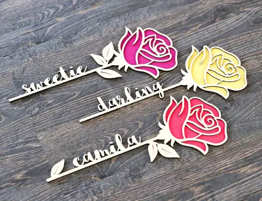 Bouquet de fleurs personnalisé en bois