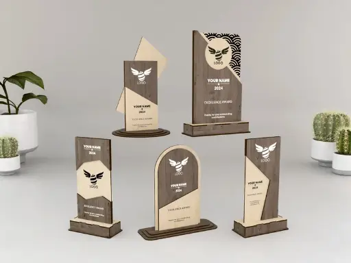 Trophée géométriques Award en bois